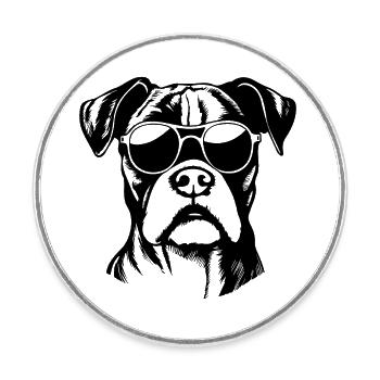Races de chiens boxers - Magnet rond - blanc - Devant