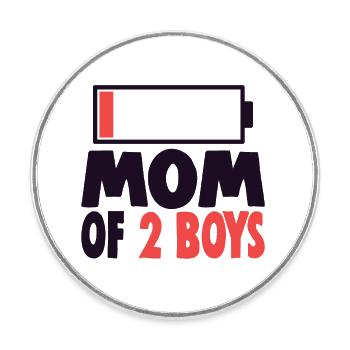 MOM - OF 2 BOYS - Runder Kühlschrankmagnet - Weiß - Vorne