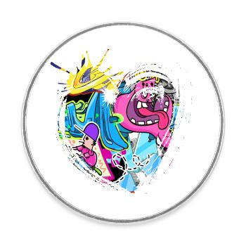 Graffiti style Splash hip hop couleurs peintre couleur - Magnet rond - blanc - Devant
