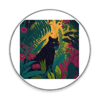 Schwarzer Panther Jungle - Runder Kühlschrankmagnet - Weiß - Vorne