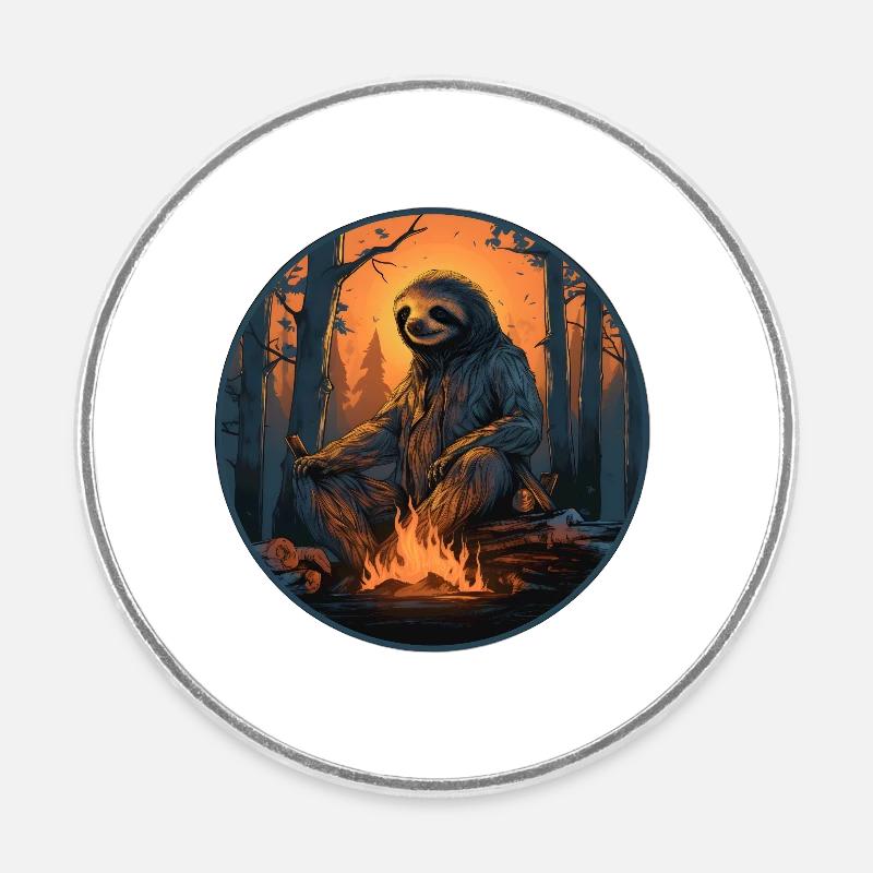 Campfire romance with Slotty - Round  fridge magnet - white