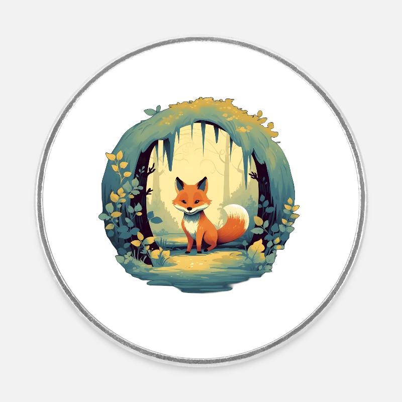 Märchenhafter Waldfuchs - Runder Kühlschrankmagnet - Weiß