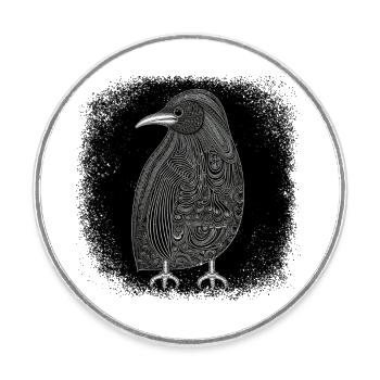 Happy Penguins Birthday Animal - Round  fridge magnet - white - Front