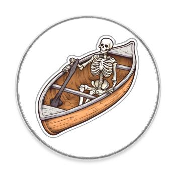 Skelett im Boot Abenteuer - Runder Kühlschrankmagnet - Weiß - Vorne