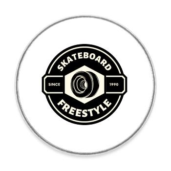 SKATEBOARD FREESTYLE X SKATE ROLLE - Runder Kühlschrankmagnet - Weiß - Vorne