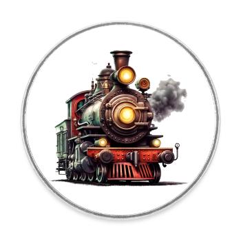 The majestic steam locomotive - Round  fridge magnet - white - Front