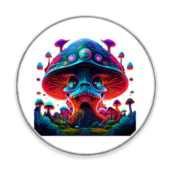 psyco mushroom - Runder Kühlschrankmagnet - Weiß - Vorne