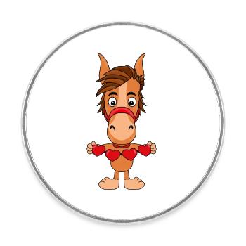PFERD - PONY - HERZEN - LIEBE - LOVE - TIER - Runder Kühlschrankmagnet - Weiß - Vorne