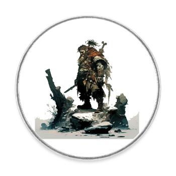 Zwergenkrieger - Runder Kühlschrankmagnet - Weiß - Vorne