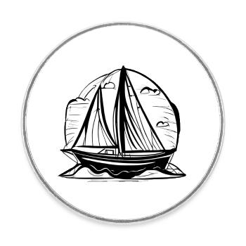voile, voile, voile, voilier, voilier - Magnet rond - blanc - Devant