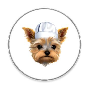 Yorkshire Terrier Chiot Gastronom Chien Cuisine - Magnet rond - blanc - Devant