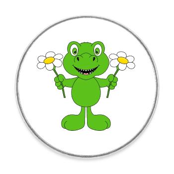 BLUMEN - DINO - DINOSAURIER - KINDER - BABYS - Runder Kühlschrankmagnet - Weiß - Vorne
