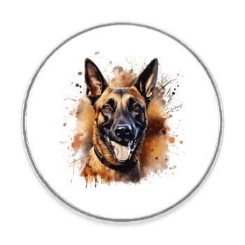 Belgian Shepherd Dog Malinois - Round  fridge magnet - white - Front