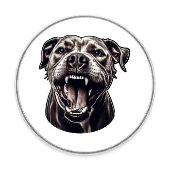 Pitbull – Strength and loyalty in one - Round  fridge magnet - white - Front