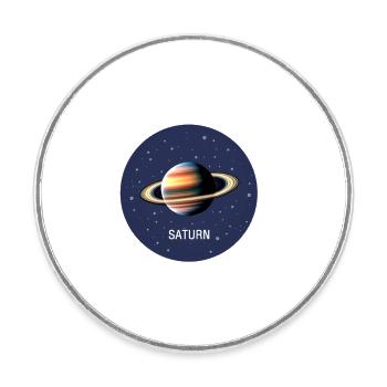 Planet Saturn - Runder Kühlschrankmagnet - Weiß - Vorne
