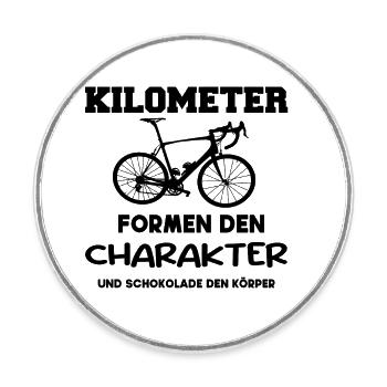Kilometer Formen den Charakter, Rennrad Design - Runder Kühlschrankmagnet - Weiß - Vorne
