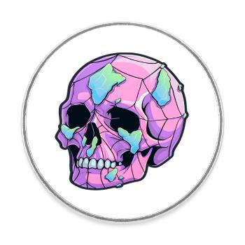 Mysterious skull - Round  fridge magnet - white - Front