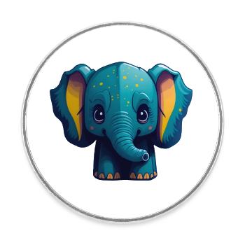 Süßer Elefant - Runder Kühlschrankmagnet - Weiß - Vorne