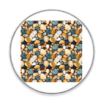 Pierres précieuses à motif sans couture Pierres précieuses polies - Magnet rond - blanc - Devant