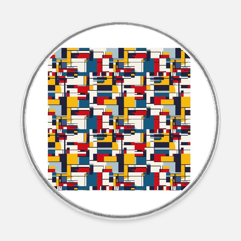 Abstract Geometric Seamless Repeat Pattern Shapes - Round  fridge magnet - white