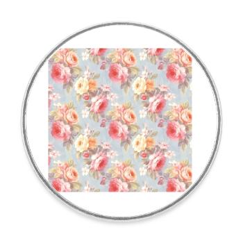 Roses Motif sans couture Belle esthétique élégante - Magnet rond - blanc - Devant