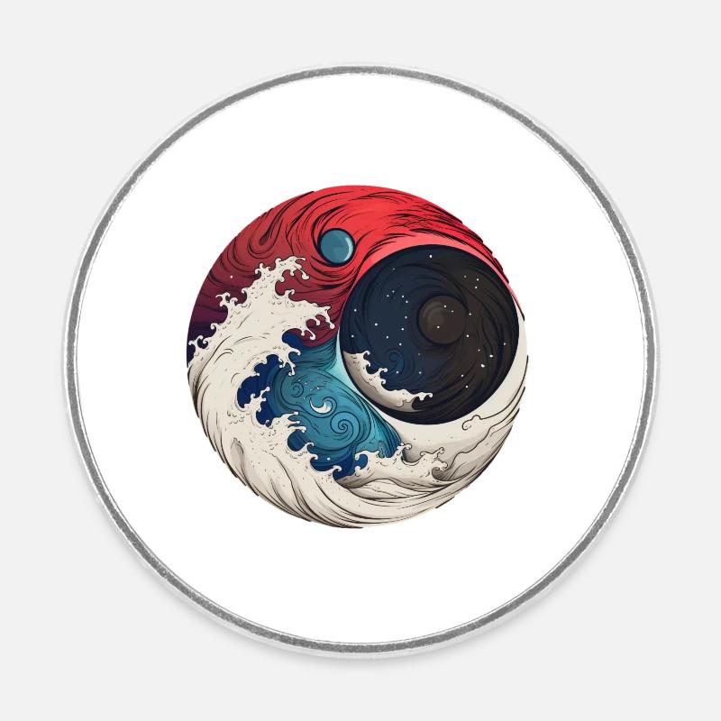 Earth Planet Waves - Round  fridge magnet - white