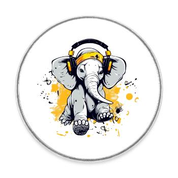 Lobi, der tanzende Elefant - Runder Kühlschrankmagnet - Weiß - Vorne