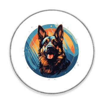Deutscher Schäferhund - Runder Kühlschrankmagnet - Weiß - Vorne