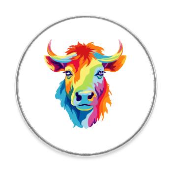 Vache LGBTQAI+, Droits des animaux - Magnet rond - blanc - Devant