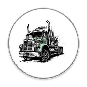 SuperCarrier Truck - Round  fridge magnet - white - Front