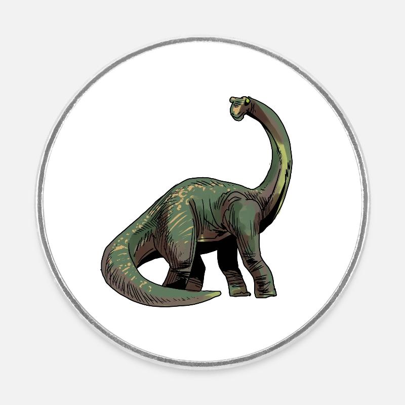 Brontosaure - Magnet rond - blanc