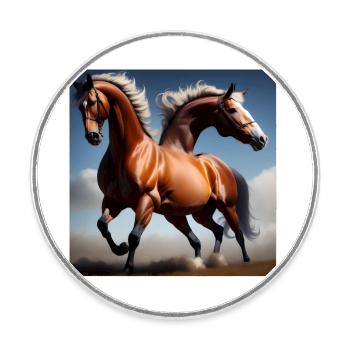 wild horses shirt - Round  fridge magnet - white - Front