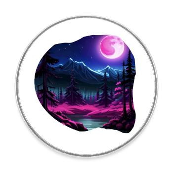 full moon nature - Round  fridge magnet - white - Front