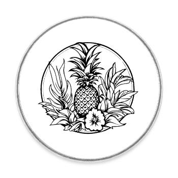 Ananas - Runder Kühlschrankmagnet - Weiß - Vorne