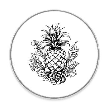 Ananas - Runder Kühlschrankmagnet - Weiß - Vorne