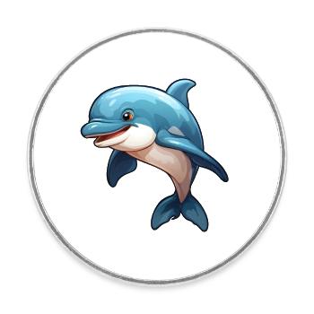 Petit dauphin mignon dans un style comique - Magnet rond - blanc - Devant