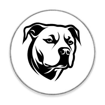Pitbull - Magnet rond - blanc - Devant