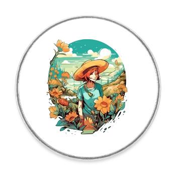 Marie en vacances - Magnet rond - blanc - Devant