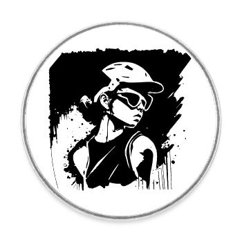 Skate - Round  fridge magnet - white - Front