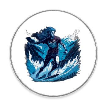 Water Ski - Ultra Design - Round  fridge magnet - white - Front