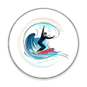 Surfer hawaïen - Magnet rond - blanc - Devant