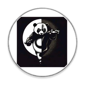 Kung Fu Ying Yang Panda - Runder Kühlschrankmagnet - Weiß - Vorne