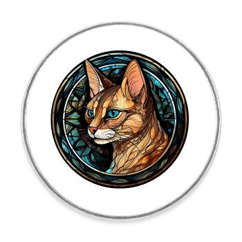 Chausie Katzenrasse Aquarellglas - Runder Kühlschrankmagnet - Weiß - Vorne
