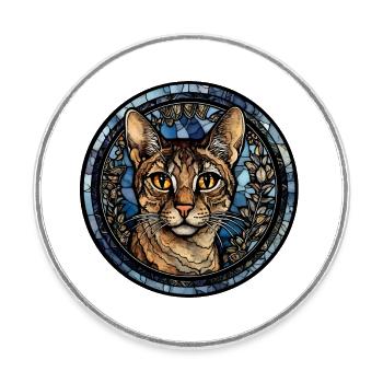Savannah Katzenrasse Aquarellglas - Runder Kühlschrankmagnet - Weiß - Vorne