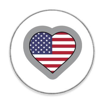 Cœur des États-Unis - Magnet rond - blanc - Devant