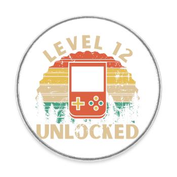 Level 12 freigeschaltet - Runder Kühlschrankmagnet - Weiß - Vorne