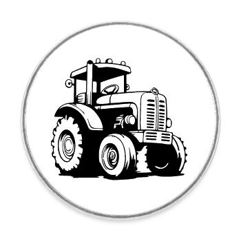 Tracteur - Magnet rond - blanc - Devant
