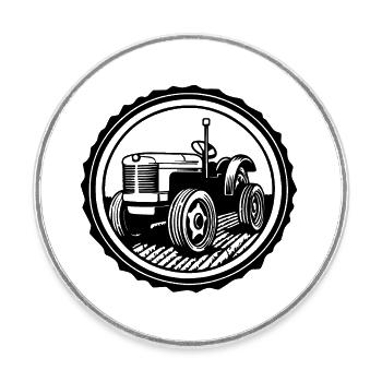 Tracteur - Magnet rond - blanc - Devant