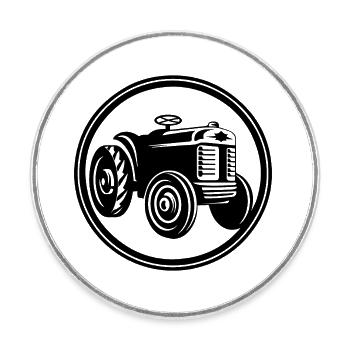 Tracteur - Magnet rond - blanc - Devant