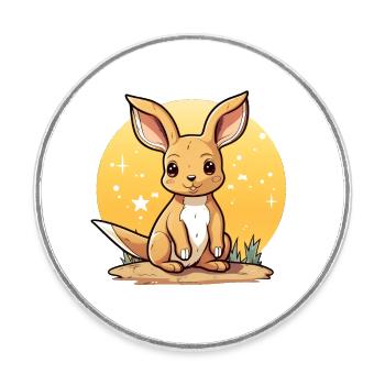 Kangaroo Kawaii - Round  fridge magnet - white - Front